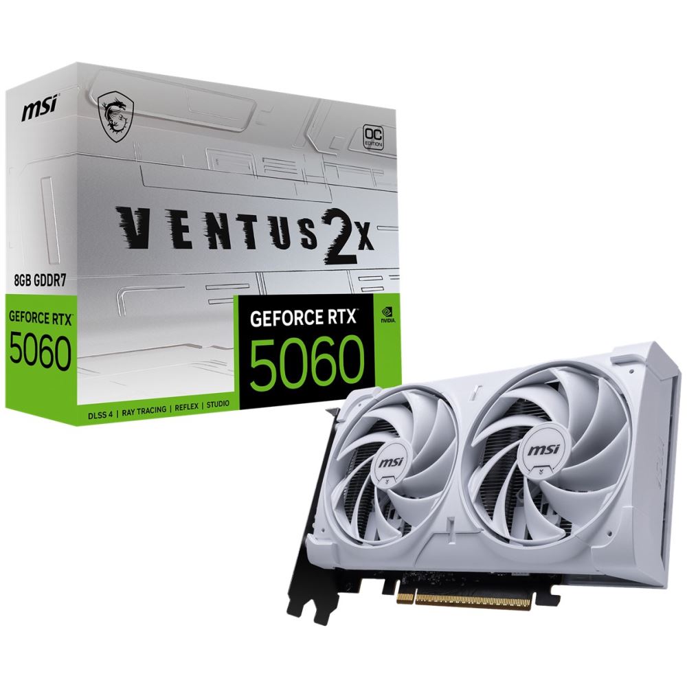 Msı Vga Geforce Rtx 5060 8g Ventus 2x Oc Whıte Rtx5060 8gb Gddr7 128b Dx12 Pcıe 5.0 X16 (3xdp 1xhdmı)