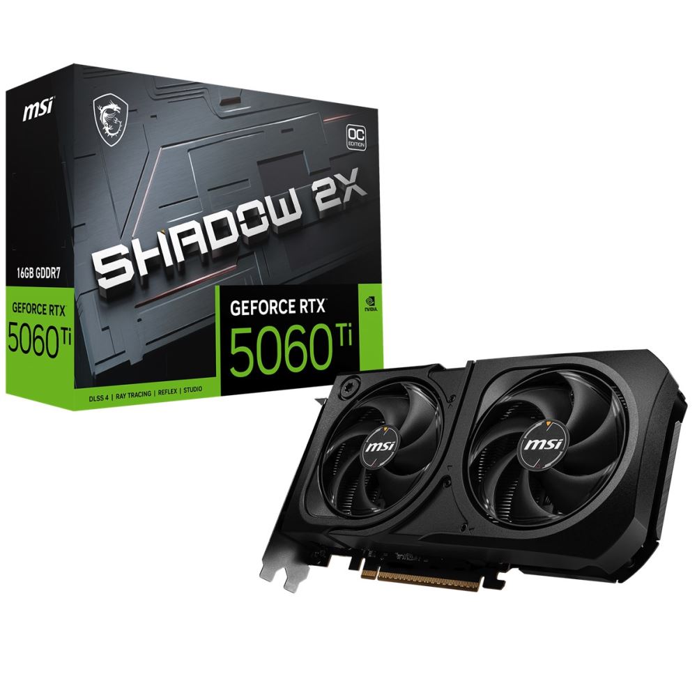 Msı Vga Geforce Rtx 5060 Tı 16g Shadow 2x Oc Plus Rtx5060tı 16gb Gddr7 128b Dx12 Pcıe 5.0 X16 (3xdp 1xhdmı)