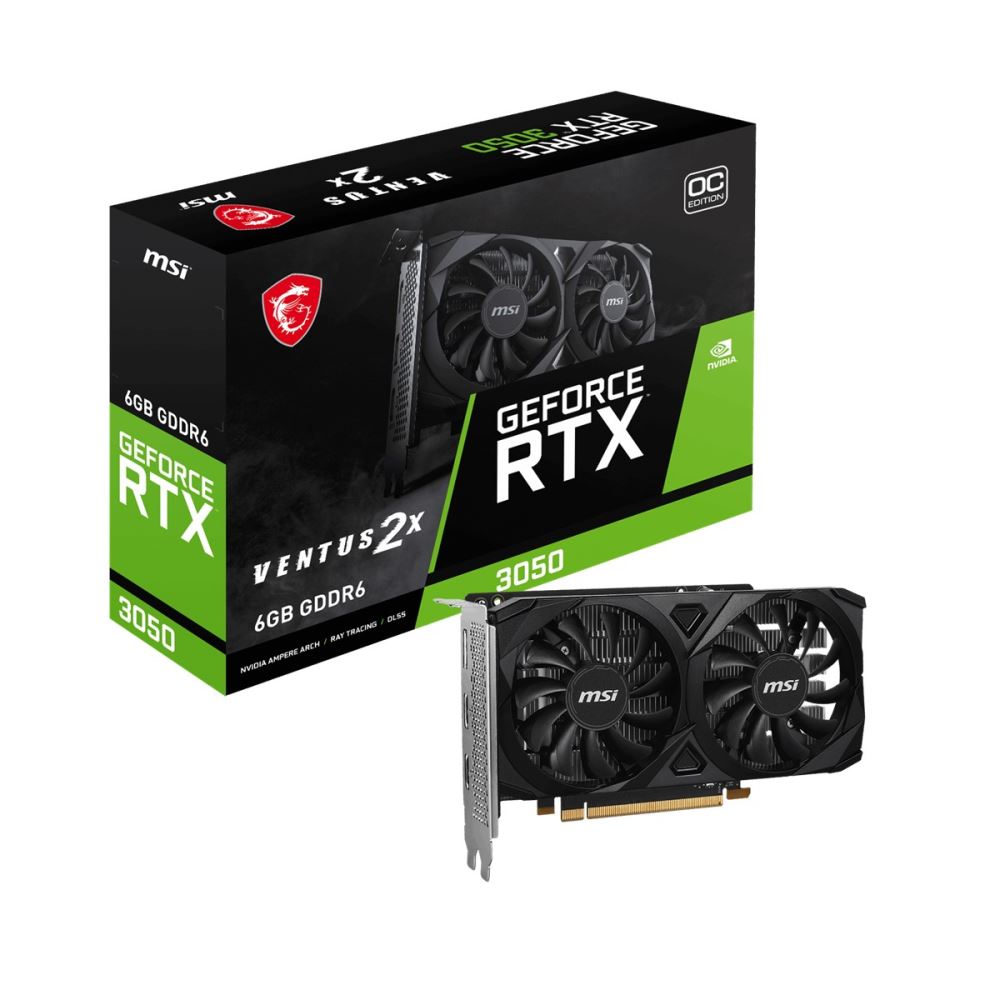 Msı Vga Geforce Rtx 3050 Ventus 2x E 6g Oc Rtx3050 6gb Gddr6 96b Dx12 Pcıe 4.0 X8 (1xdp 2xhdmı)