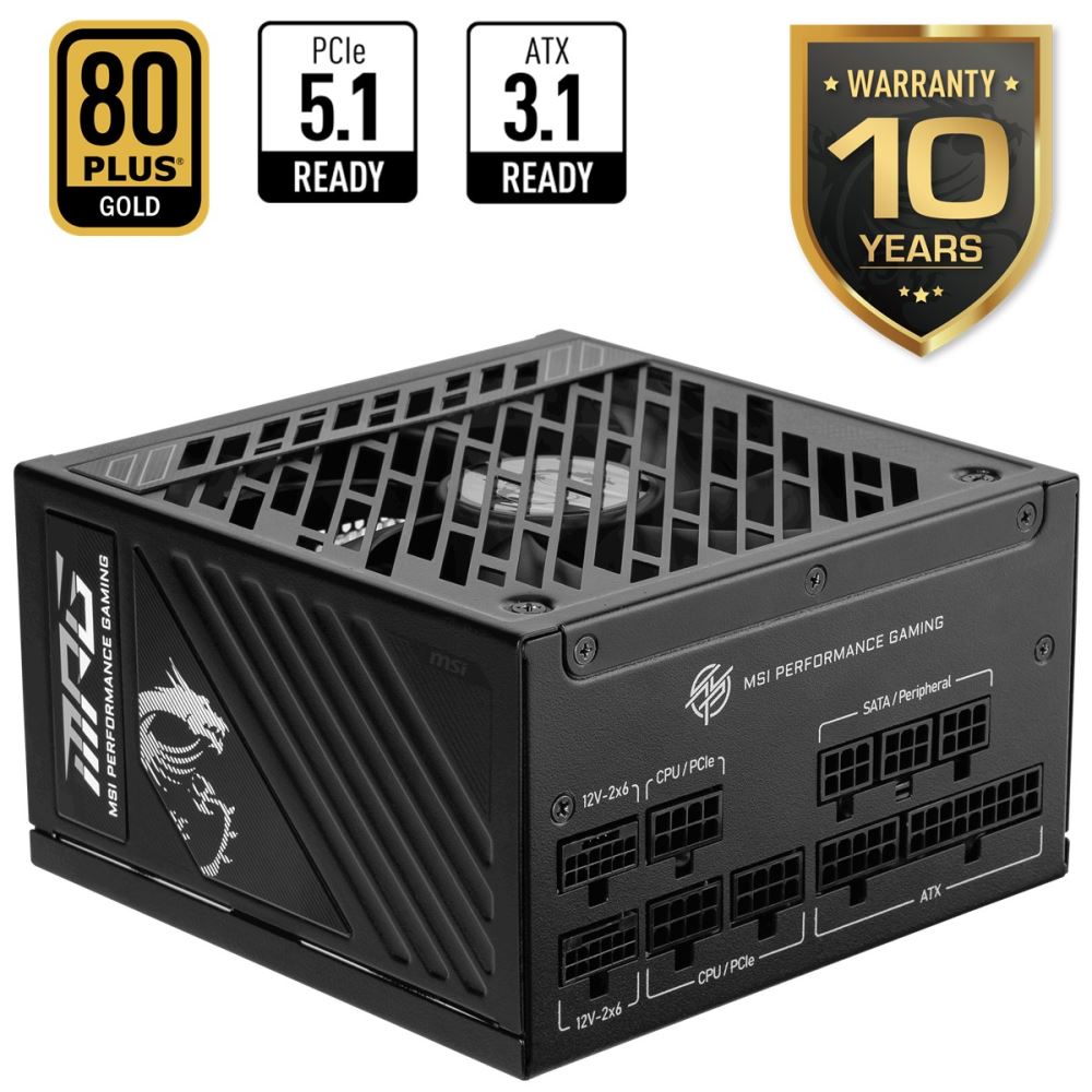 Msı Mpg A1250gs Pcıe5 1250w 80+ Gold Atx 3.1 Pcıe 5.1 2x 12v-2x6  Power Supply