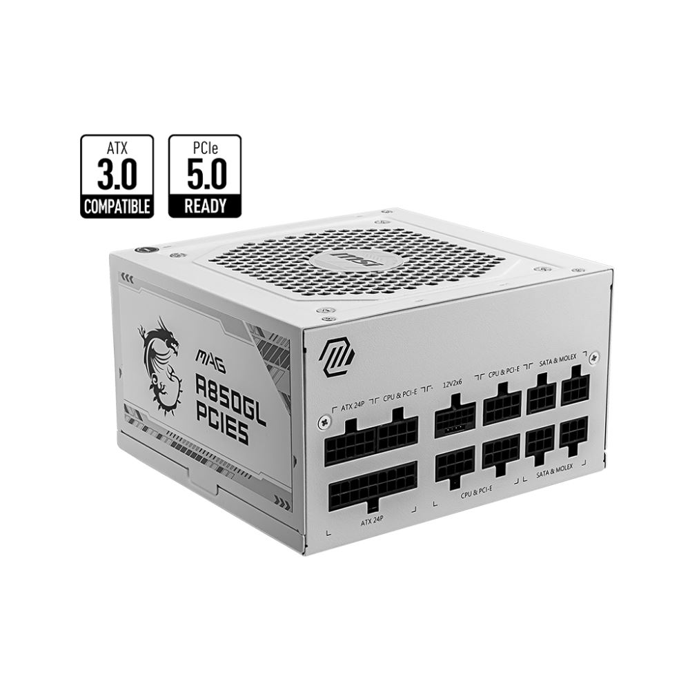 Msı Mag A850gl Pcıe5 Whıte 850w 80+ Gold Power Supply-Beyaz