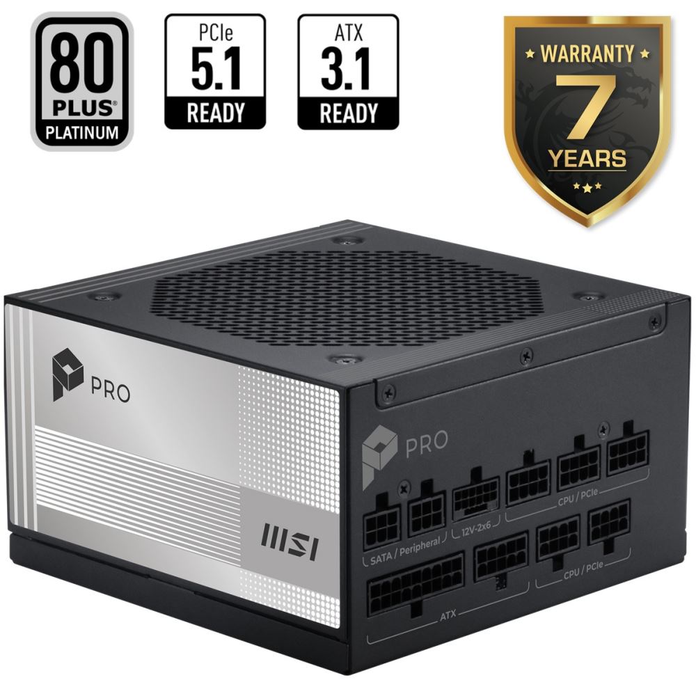 Msı Psu Pro A850pl Pcıe5 850w 80+ Platınıum Atx 3.1 Pcıe 5.1 Power Supply