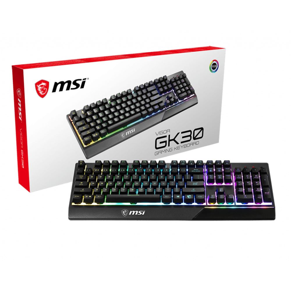 Msı Gg Vıgor Gk30 Tr Gamıng Keyboard Mekanık Hıslı 6 Bolge Rgb Led Aydınlatma Sıvı Dokulmesıne Dayanıklı Oyuncu Klavyesı Turkce Q