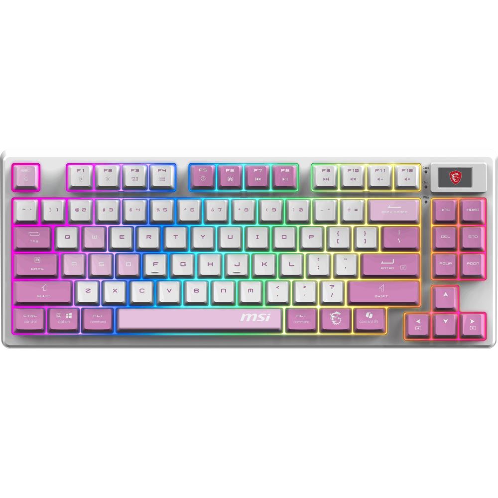 Msı Gg Forge Gk600 Tkl W Vıolet Tr Mekanik Gamıng Klavye Lcd Ekran Ktt Hıfı Lınear Hot-Swappable Swıtch Pbt Tuş Takımı Rgb Tr Layout