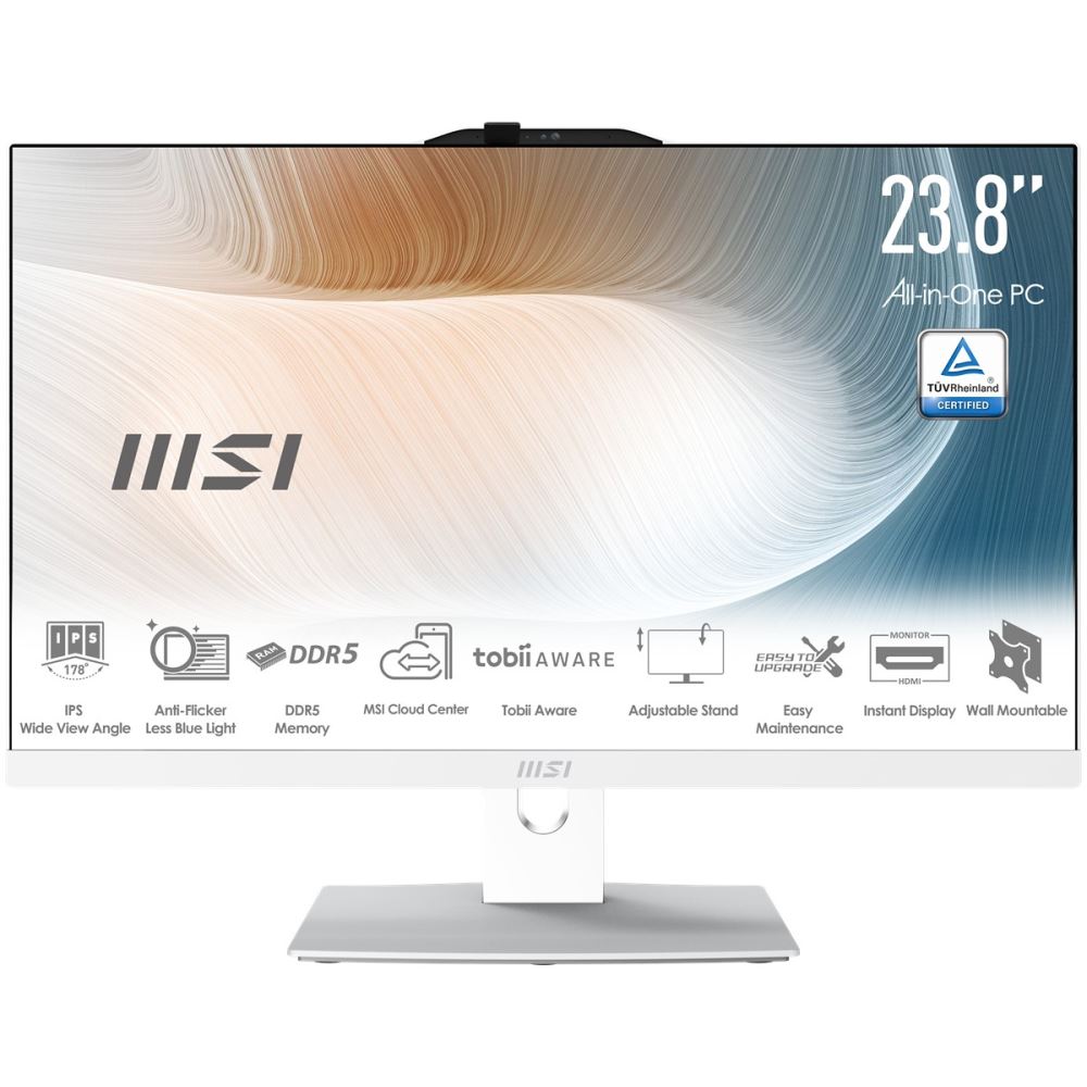 Msı Modern Am242p 1m-2288eu 23.8 Fhd 16:9 (1920x1080) Core 7 150u 16gb Ddr5 512gb Ssd Fdos Beyaz Aıo Pc