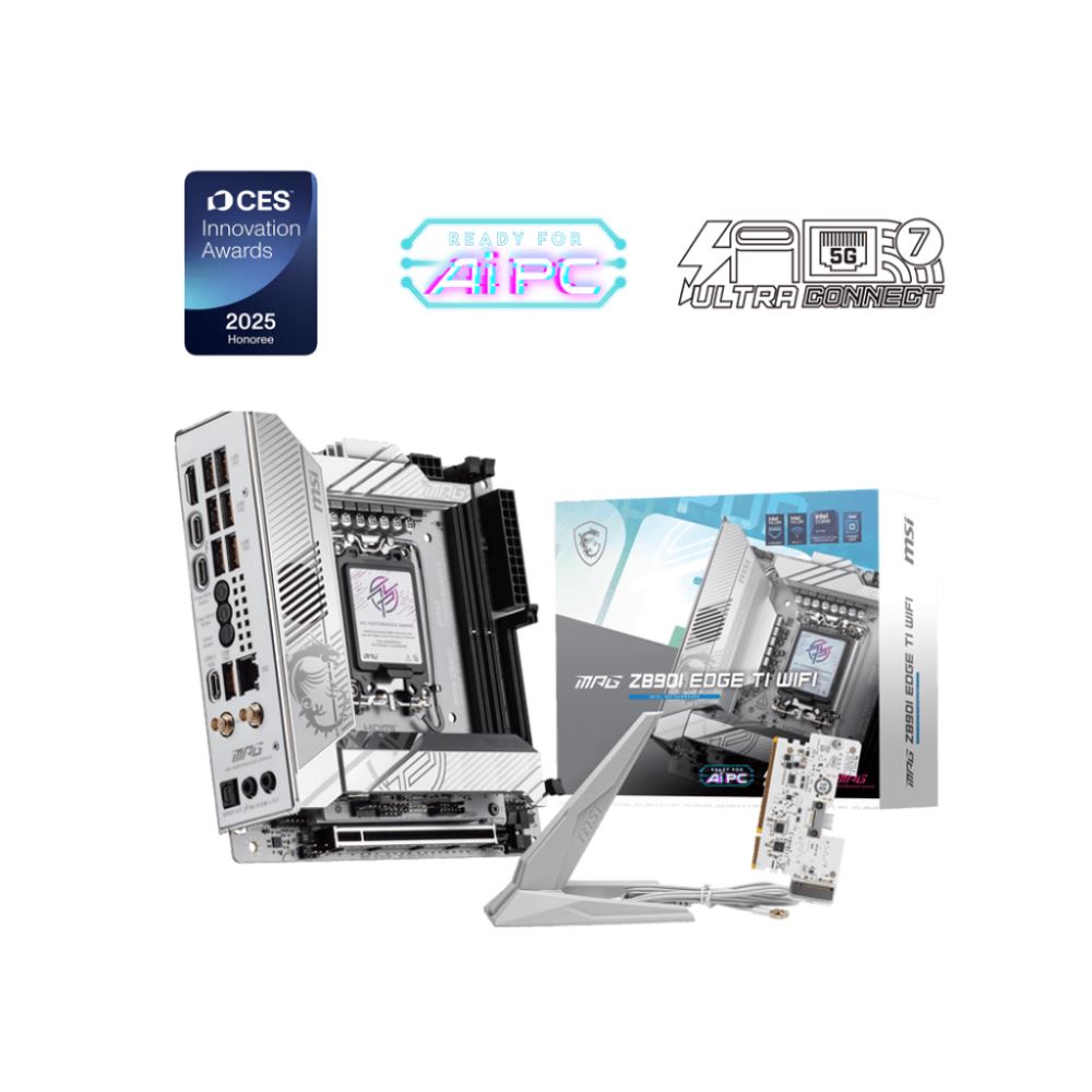 Msı Mb Mpg Z890ı Edge Tı Wıfı Soket 1851 Ddr5 8600mhz(Oc) Usb 20gbps 4xm.2 2xtb4 Hdmı 2x Dp 5g Lan Wıfı 7 Mini Itx