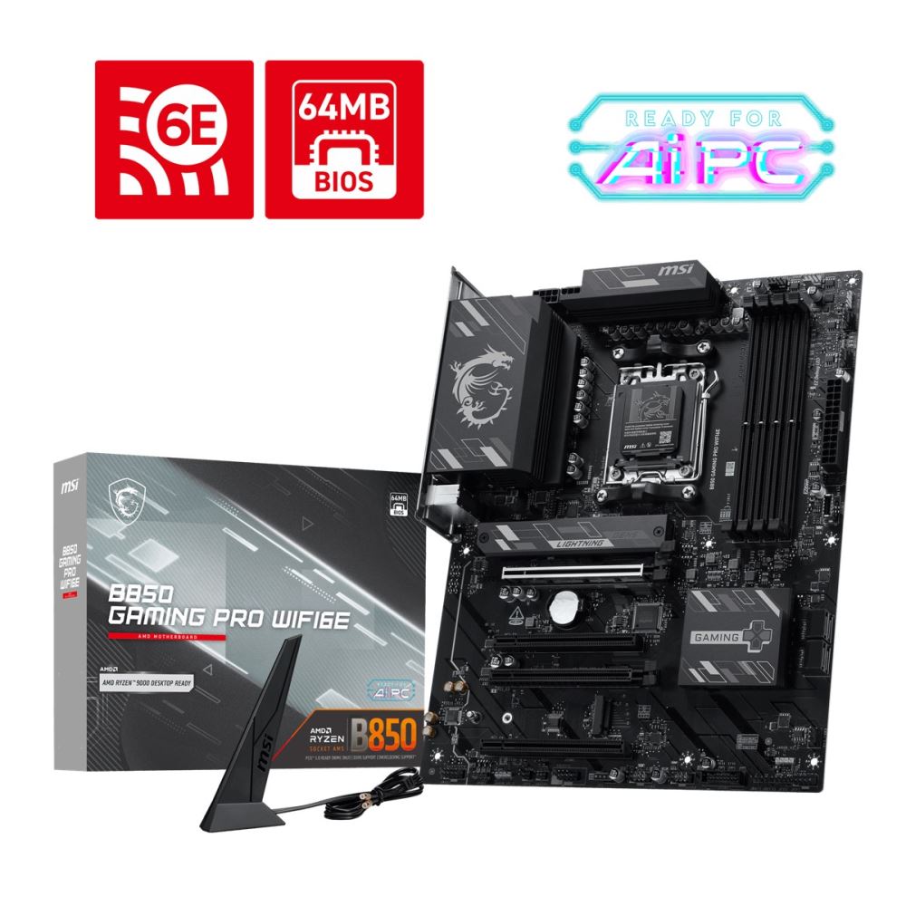Msı Mb B850 Gamıng Pro Wıfı6e Am5 Ddr5 8200mhz(Oc) Dp 1x Hdmı 2x M.2 4x Pcı-E X16 Usb 10gbs 2,5g Lan Wı-Fı 6e Atx