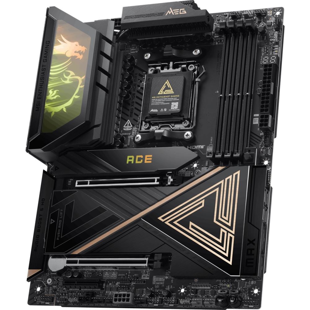 Msı Mb Meg X870e Ace Max Am5 Ddr5 8400mhz(Oc)Usb 40gbps 5x M.2 Hdmı 2x Type-C Dp 10g Lan 5g Lan Wıfı 7 Rgb Atx