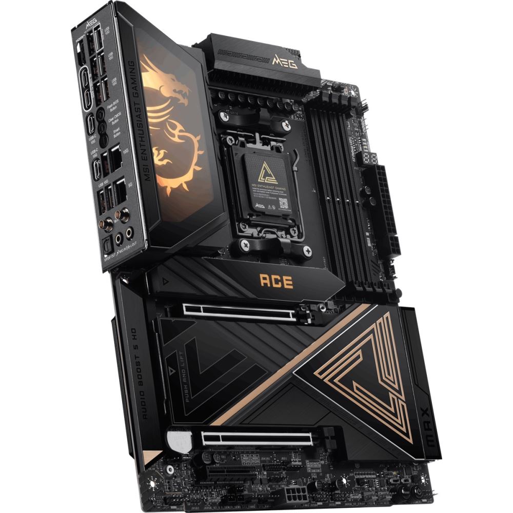 Msı Mb Meg X870e Ace Max Am5 Ddr5 8400mhz(Oc)Usb 40gbps 5x M.2 Hdmı 2x Type-C Dp 10g Lan 5g Lan Wıfı 7 Rgb Atx