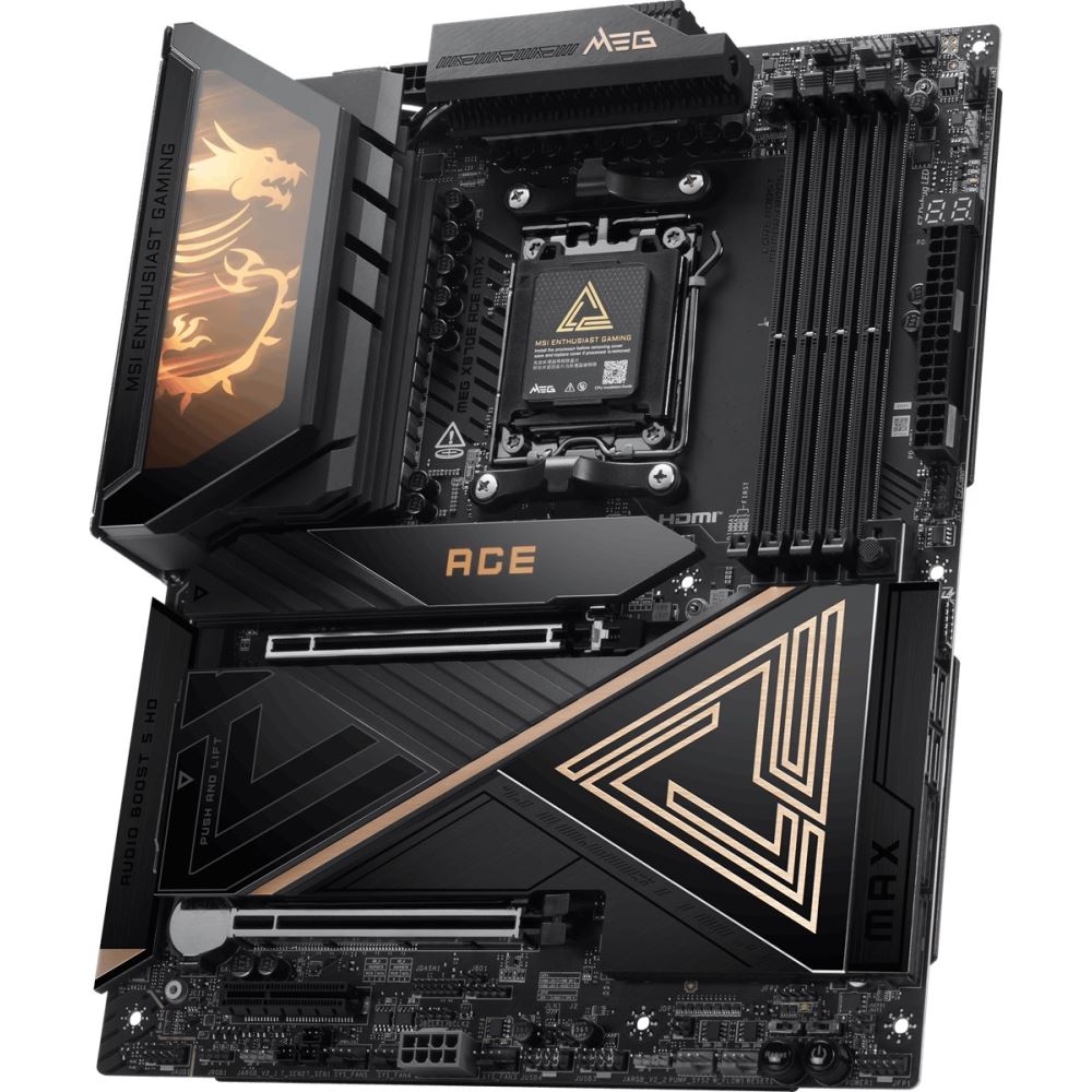 Msı Mb Meg X870e Ace Max Am5 Ddr5 8400mhz(Oc)Usb 40gbps 5x M.2 Hdmı 2x Type-C Dp 10g Lan 5g Lan Wıfı 7 Rgb Atx