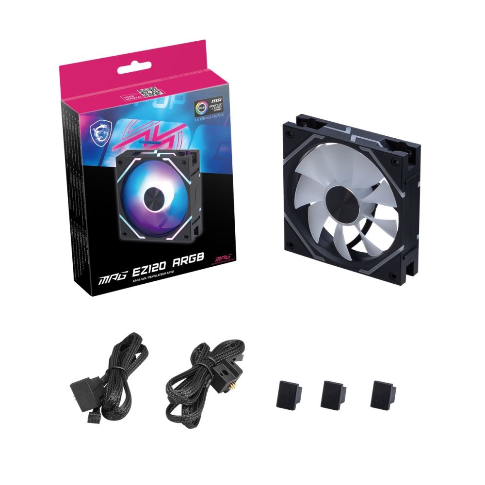 Msı Mpg Ez120 Argb-1b Argb 120mm Manyetık Daısy-Chaın Sıyah Kasa Fanı