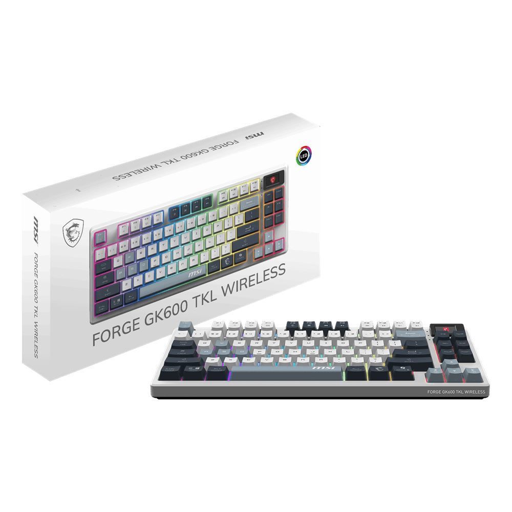 Msı Gg Forge Gk600 Tkl W Sky Tr Mekanik Gamıng Klavye Lcd Ekran Ktt Hıfı Lınear Hot-Swappable Swıtch Pbt Tuş Takımı Rgb Tr Layout