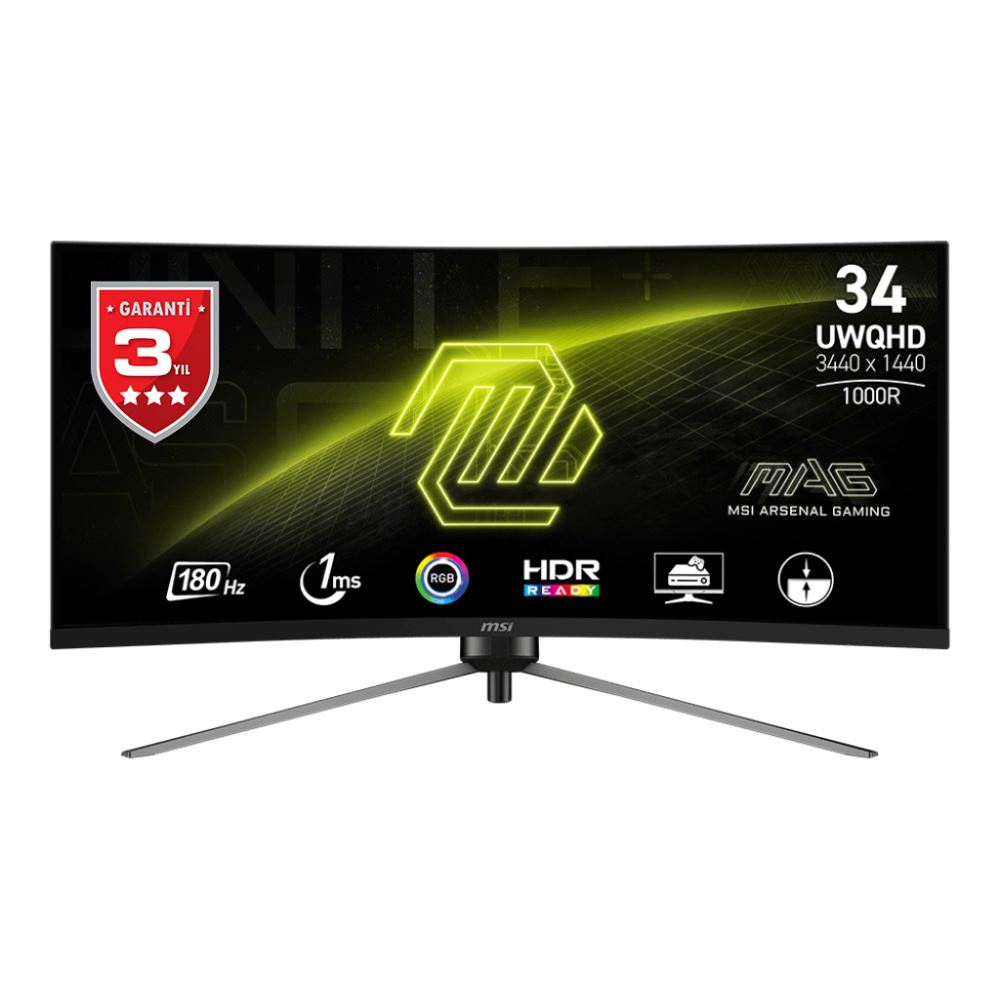 Msı 34 Mag 345cqr Curved Va 3440x1440 (Uwqhd) 21:9 180hz 1ms Gamıng Monıtor