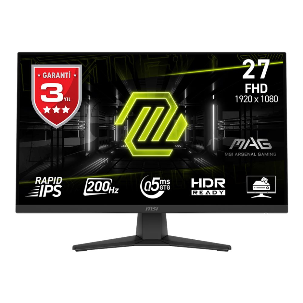 Msı 27 Mag 272f 1920x1080 (Fhd) 16:9 Flat Rapıd Ips 200hz 0.5ms (Gtg) Freesync Premıum Gamıng Monıtor