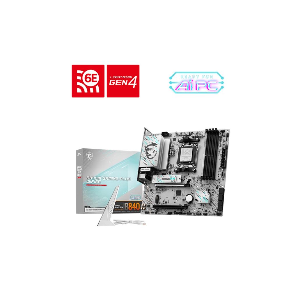 Msı B840m Gamıng Plus Wıfı6e Ddr5 8000mt/s 1xhdmı 2xm.2 Am5 Matx (amd Am5 9000/8000/7000 Serileri İle Uyumlu)