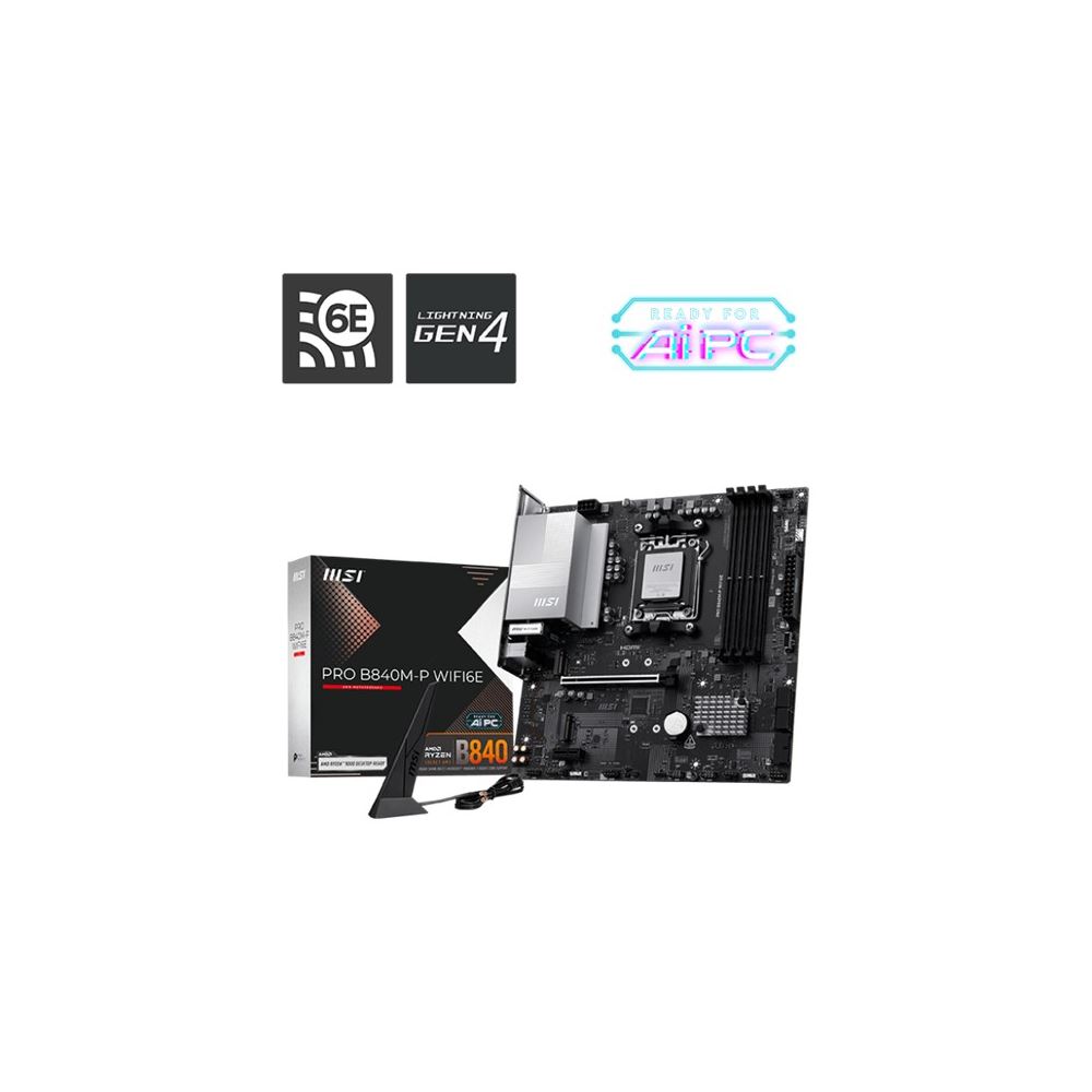 Msı Pro B840m-p Wıfı6e Ddr5 8000mt/s 1xhdmı 2xm.2 Usb-c Am5 Matx (amd Am5 9000/8000/7000 Serileri İle Uyumlu)