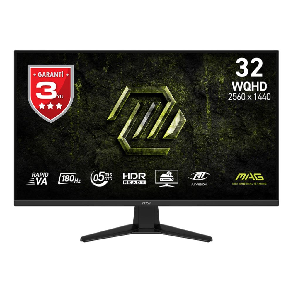 Msı 31.5" Mag 325qf E18v 2560x1440 (Wqhd) 16:9 Flat Rapıd Va 180hz 0.5ms (Min.) Adaptıve-Sync Gamıng Monıtor