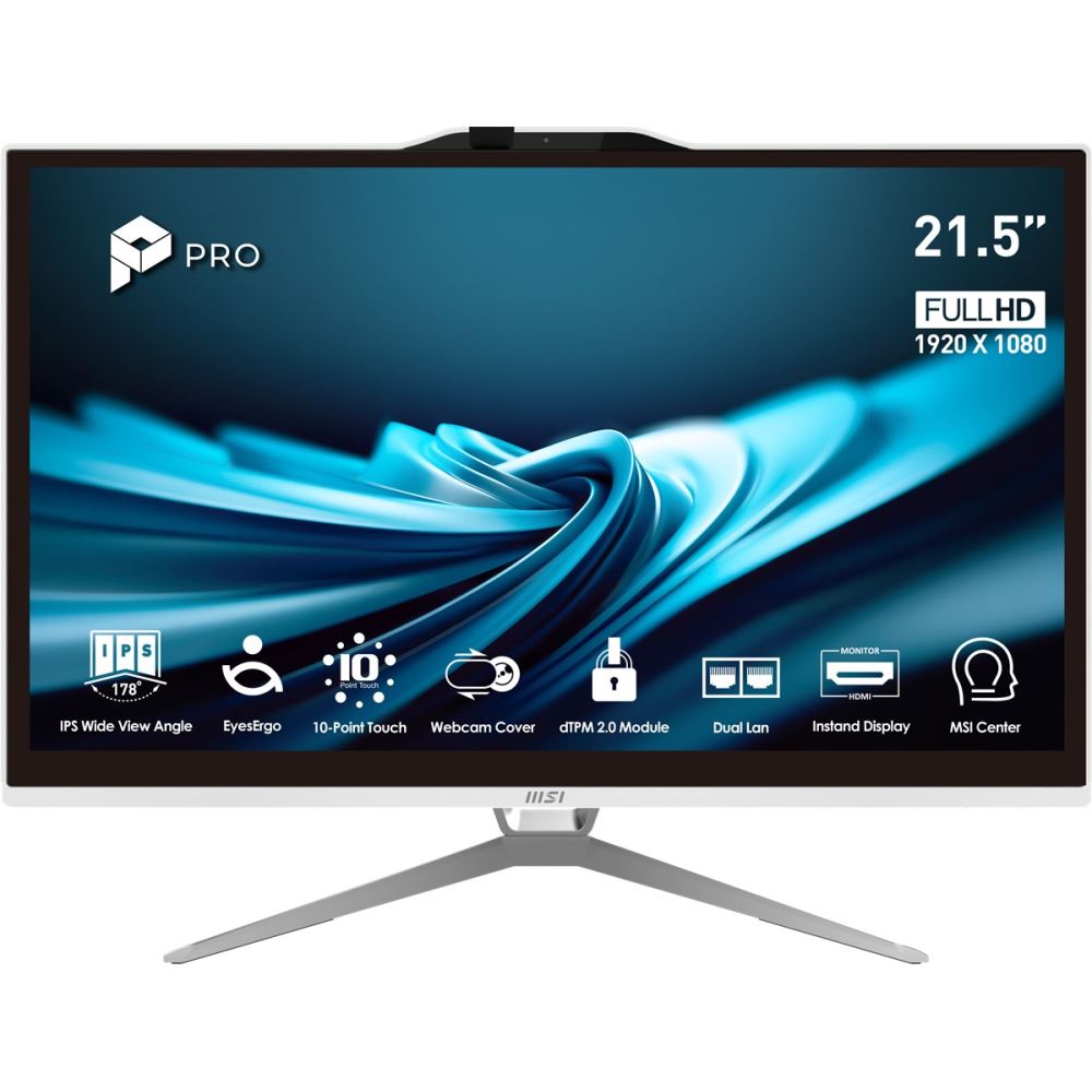 Msı Pro Ap222t 14m-443xtr 21.5 Fhd 16:9 (1920x1080) I5-14400 16gb Ddr4 512gb Ssd Fdos Dokunmatık Beyaz Aıo Pc