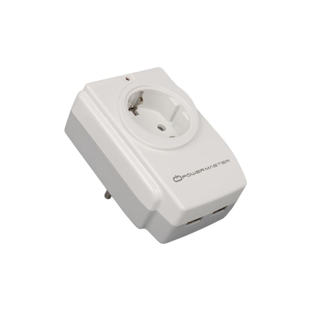 PowerMaster PM-18721 16 Amper - 3680 Watt Tekli Çocuk Korumali 2 USB'li 1400 Joule Akim Korumali Priz