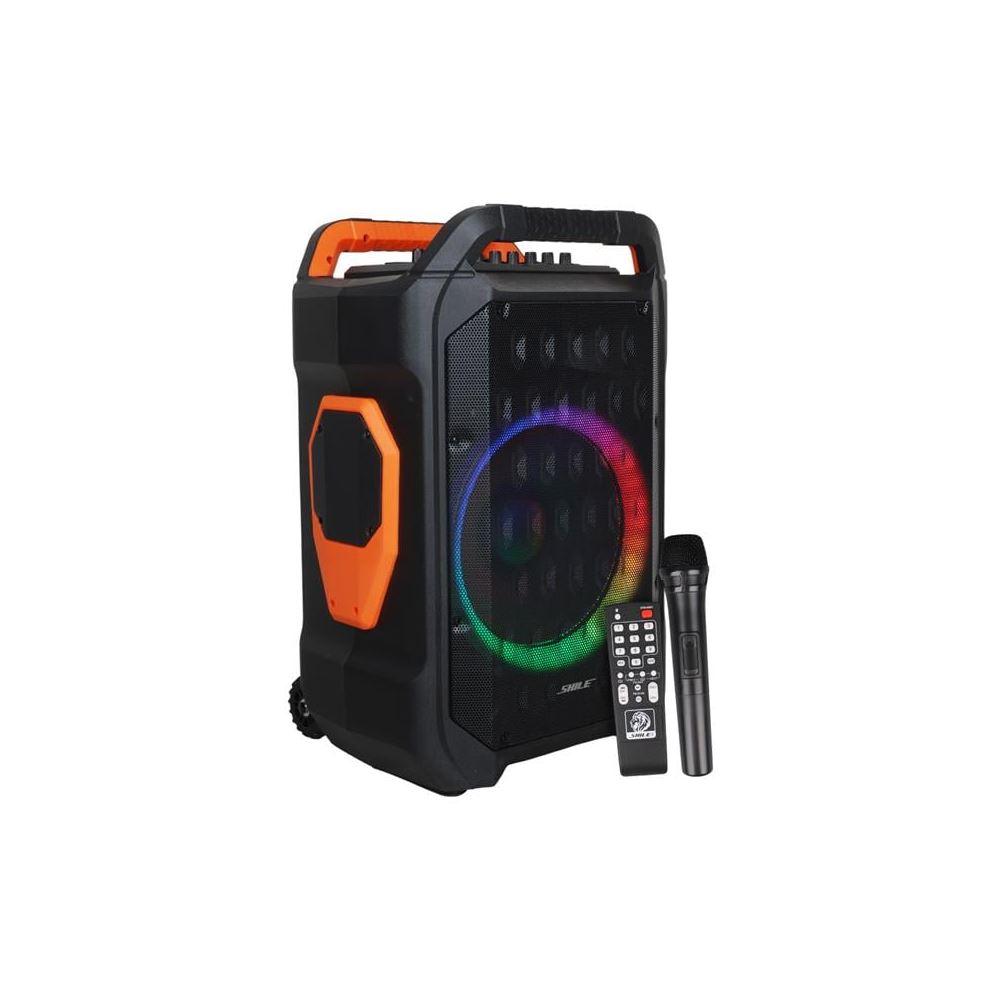Shile Sl-10 120 Watt Taşınabilir Seyyar Amfi Hoparlör Kablosuz 1 El + 1 Yaka Mikrofonlu Kumandali USB+sd+bt