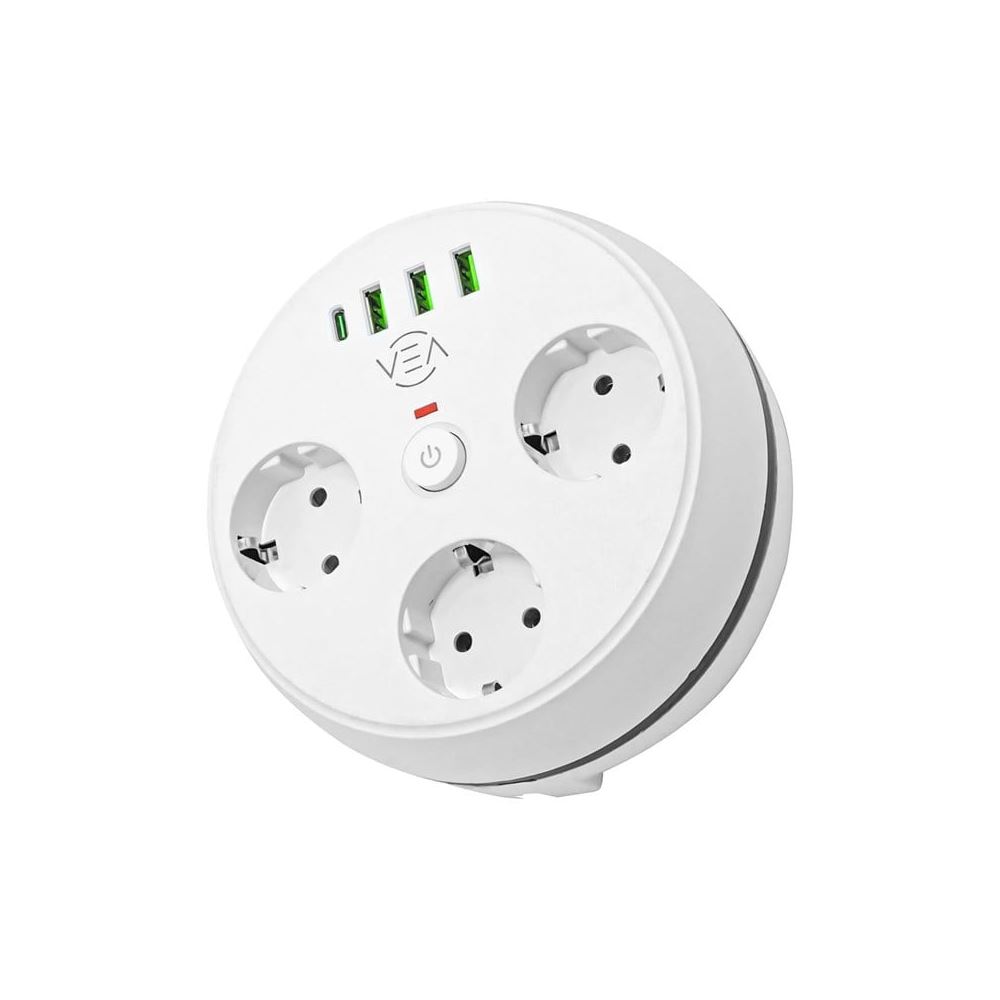 Vea VE-26583 3'lü 1.5 Metre Kablolu 3 USB / Type-C Girişli Akim Korumali Grup Priz