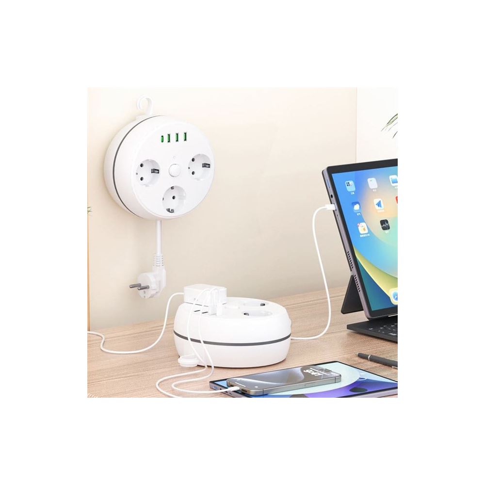Vea VE-26583 3'lü 1.5 Metre Kablolu 3 USB / Type-C Girişli Akim Korumali Grup Priz