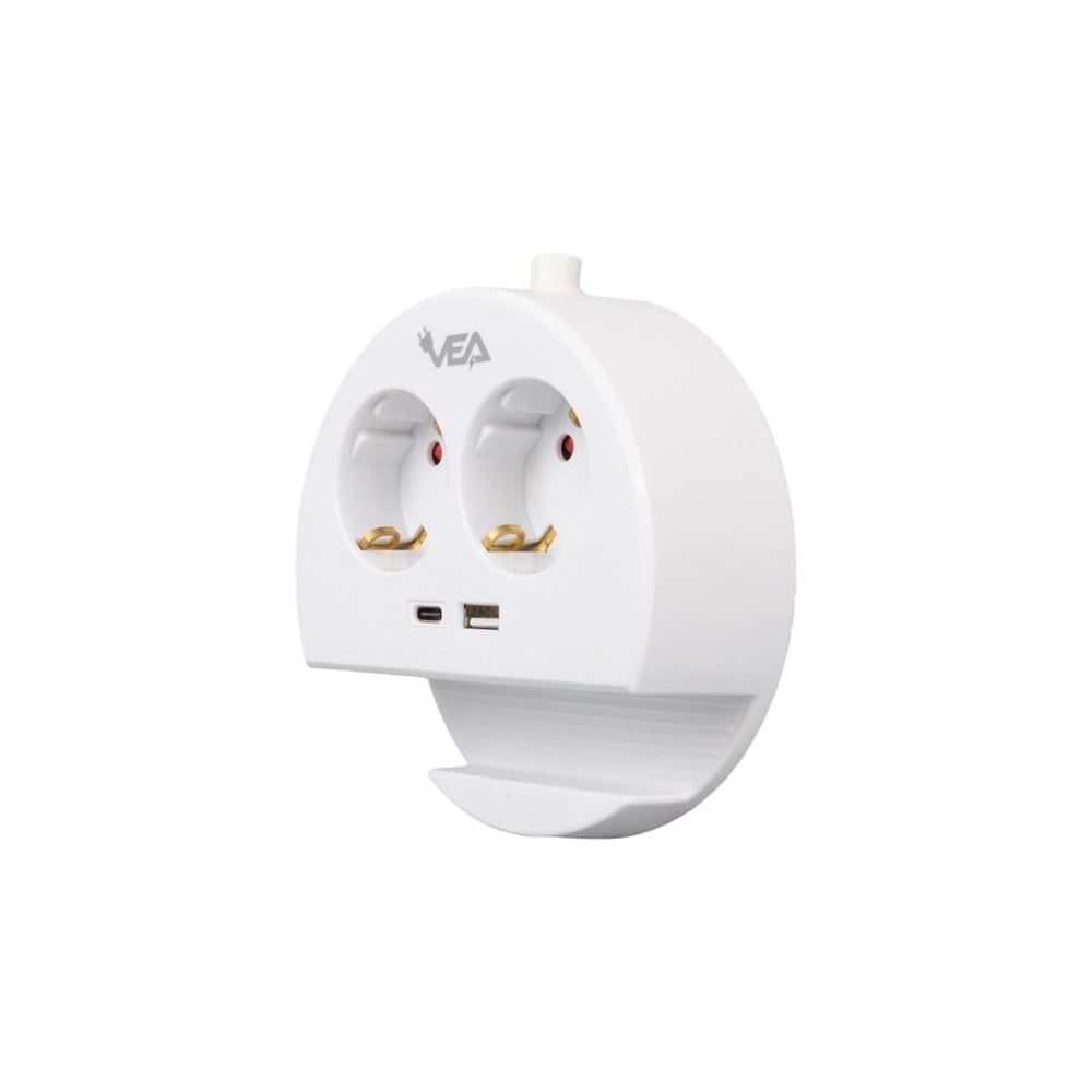 Ve- G1102c 2'li USB+ Type-C Girişli Anahtarlı 1.5 Metre Grup Priz