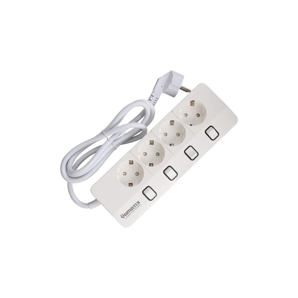 Yamatik X-man-104 A-class 4'lü Ayrı Anahtarlı 2 Metre Akim Korumali Grup Priz 1400 Joule